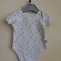 Body manches courtes "TEX" - blanc/bleu - 3 mois