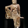 A large polychrome wood figure of Guanyin, circa 17th century