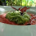 spaghettis de courgettes au coulis cru de tomates