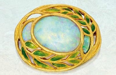 Gold, opal and enamel brooch, Tiffany & Co., Designed by Louis Comfort Tiffany, circa 1905