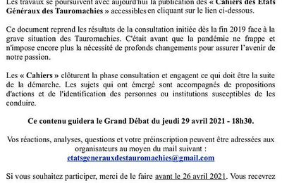 FSTF - Cahiers des États Généraux des Tauromachies & Grand Débat