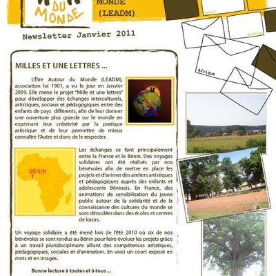 NEWSLETTER JANVIER 2011 - RETOUR SUR LE VOYAGE SOLIDAIRE AU BENIN DE L'ETE 2010