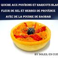 Mini quiches aux poivrons rouges, haricots blancs et poudre de baobab