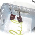 Boucles d'oreilles tablette de chocolat