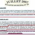 Extrait du bulletin municipal n°55 de juillet 2007