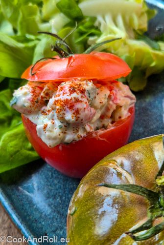 Tomate farcie aux écrevisses