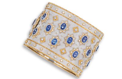 A sapphire and diamond bangle, by Buccellati
