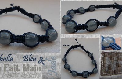 Shamballa bleu et perles Jade