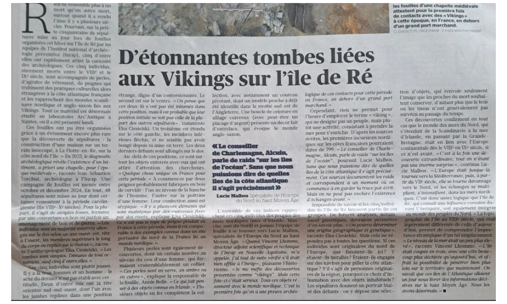 Revue de presse normande au 13 mars 2025: Les Vikings sont passés par l'île de Ré mais ne s'y sont pas arrêtés...