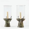 Diego Giacometti (1902-1985), Paire de photophores au cerf, vers 1970