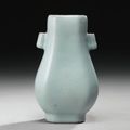 A fine Guan-Type Faceted Vase (Hu).  Qianlong Seal Mark And Period