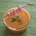 Soupe froide de patates douces, carottes et lait de coco