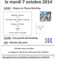 Soirée bowling le mardi 7 octobre 2014