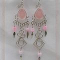 Boucles D'Oreilles Gema Verre Murano Rose Argent D'Alpaca Artisanat Du Pérou