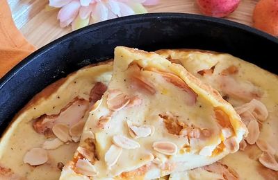 ...Clafoutis aux abricots cuit à la poêle avec astuce anti acidité... (Laurent Mariotte, Cathytutu)