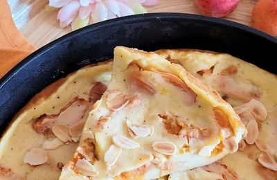 ...Clafoutis aux abricots cuit à la poêle avec astuce anti acidité... (Laurent Mariotte, Cathytutu)