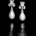 A pair of 19th century natural pearl and diamond pendent earrings