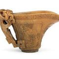 A fine rhinoceros horn libation cup, 18th century