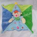 Doudou Peluche Plat Clown Vert Et Bleu Ronds Rose Nicotoy Kiabi