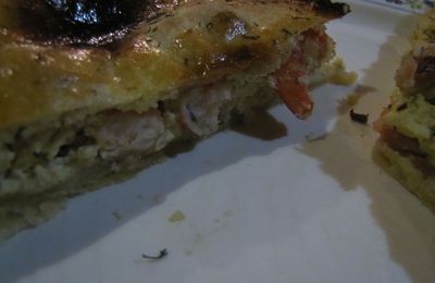 Tourte de coeur de saumon et crevettes rôties