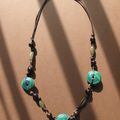 Collier fimo : ton vert et bronze