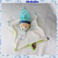 Doudou Peluche Plat Carré Ours Tatoo Blanc Bleu Vert Doudou Et Compagnie