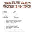 Recette : Charlotte aux marrons en croute de pain d'épices