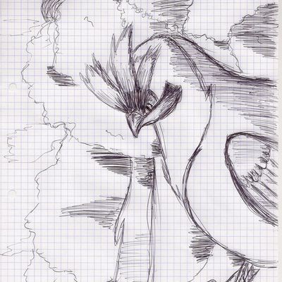 Projet et fond au crayon bic noir en jouant