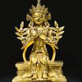 A gilt-bronze figure of Maitreya, Qing dynasty, 18th century