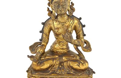 Tibetan Gilt-Bronze Tara, Qing Dynasty