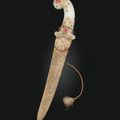 A gem-set jade-hilted dagger with matching scabbard, North India, first half 18th century