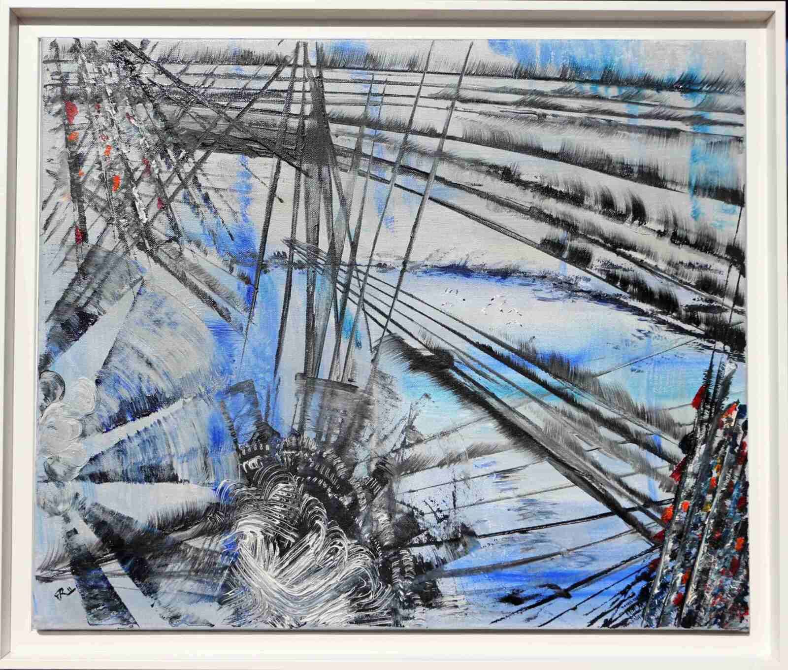 Départ en mer- huile 2011- ND-65 X 54cm- cadre blanc-   (n°96),
