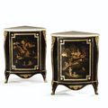 Paire d'encoignures en laque de Chine et vernis parisien d'époque Louis XV, vers 1760-1770, estampillée L.FOUREAU et JME 