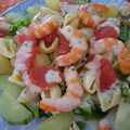Salade de crevettes, pamplemousse et pâtes (4 points)