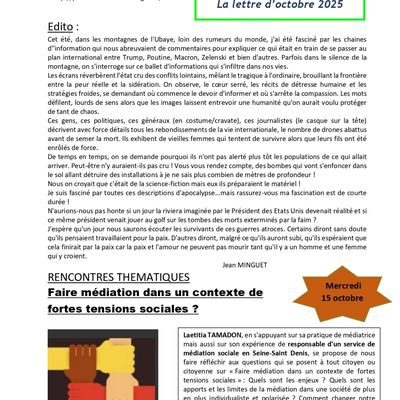 Lettre Paroles A Venir - Octobre 2025