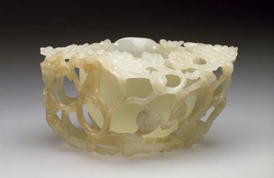 Brushwasher in the Form of a Peony, carved jade, 16th-17th century