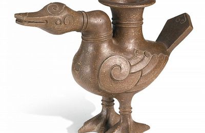 A rare Yixing duck-form vase, zun, early 20th century