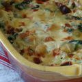 Gratin de Ravioles aux Epinards, Lardons et Comté