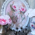 Tableau aux 2 roses shabby chic