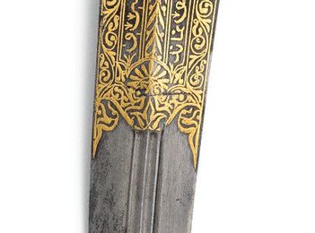 A Mughal jewelled jade and silver inlaid jade-hilted dagger (khanjar), India, 18th century