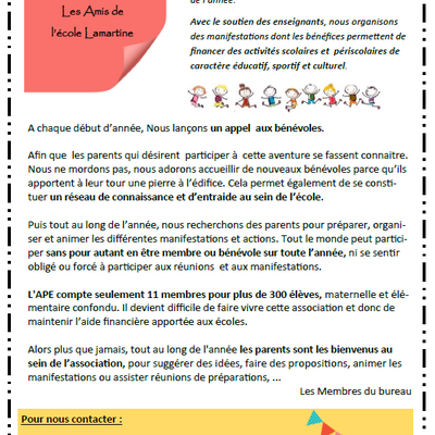 WANTED - Parents bénévoles 