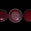 Three Chinese copper-red glazed dishes. Qianlong marks and of the period