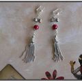 44 - Boucles d'Oreilles Pompon Perle Rouge