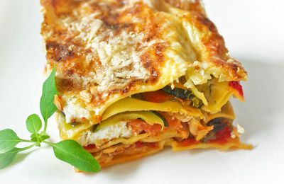 Lasagnes aux légumes rôtis et pancetta