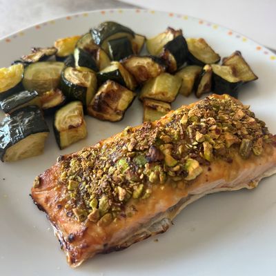 Saumon, croûte à la pistache