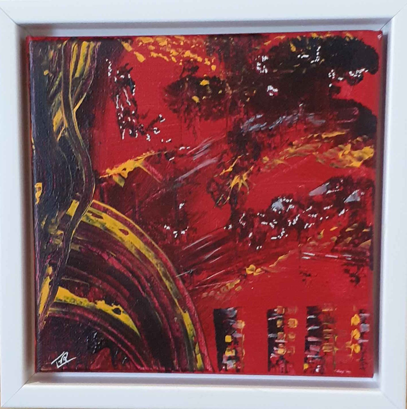 Asie, acryl2019, 20X20cm (N° 174) cadre blanc,