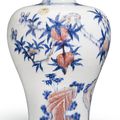 A copper-red underglaze-blue ‘peach’ meiping, Qing dynasty