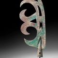 An Unusual Archaic Bronze Hooked Halberd or Finial, Zhou Dynasty