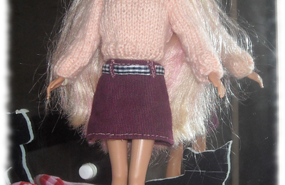 Une tenue rose et bordeaux pour Barbie