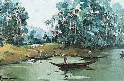 Vincenzo Vinciguerra (Né en 1929), Paysage de rivière en Indochine
